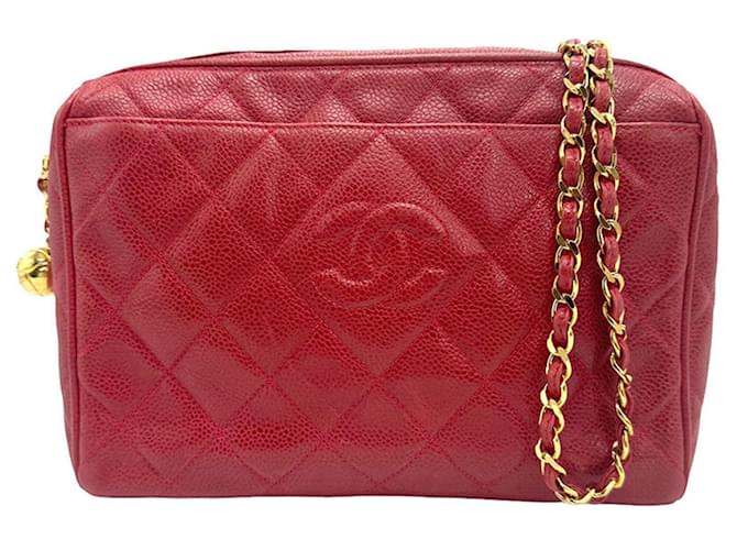 Chanel Matelassé Red Leather  ref.1349207