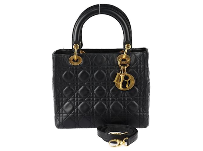 Dior Lady Dior Black Leather  ref.1349210
