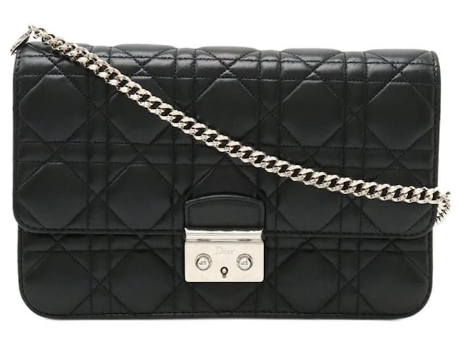 Dior Cannage Lady Black Leather  ref.1349382