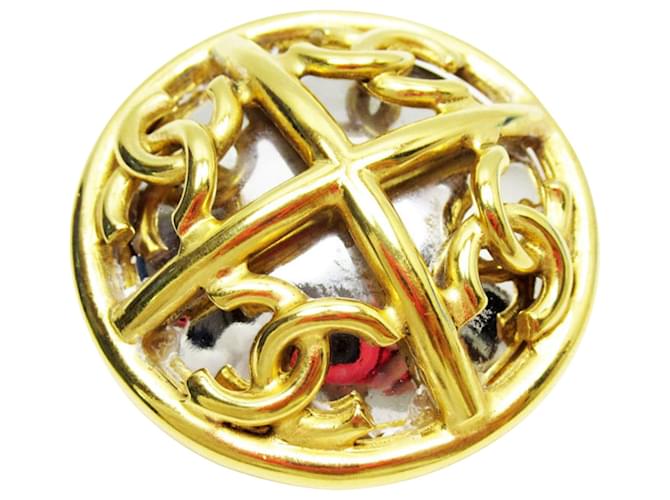 Timeless Chanel Logo CC Dourado Metal  ref.1349390