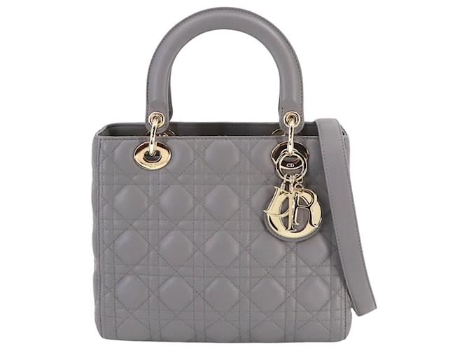 Dior Lady Dior Medium Grey Leather  ref.1349401