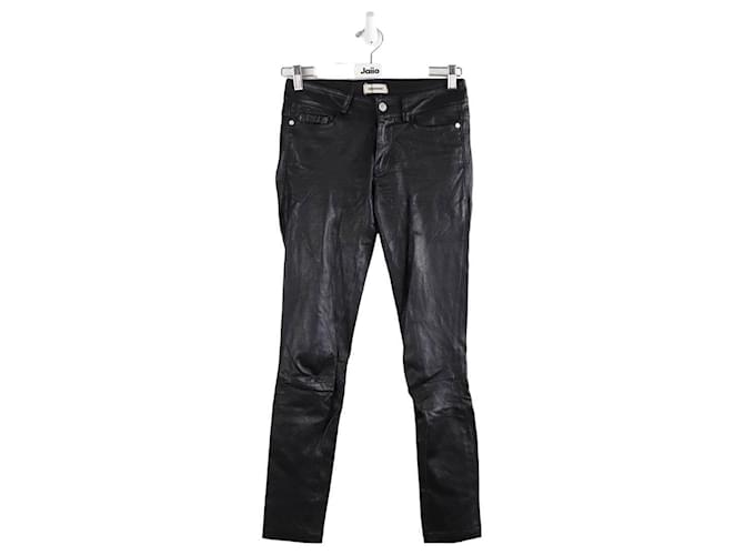 Zadig & Voltaire Straight leather pants Black  ref.1349583