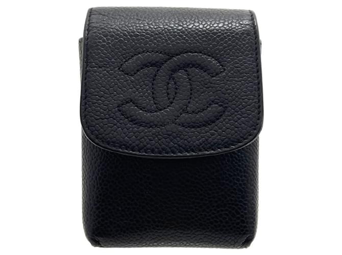 Timeless Chanel Logo CC Preto Couro  ref.1349737