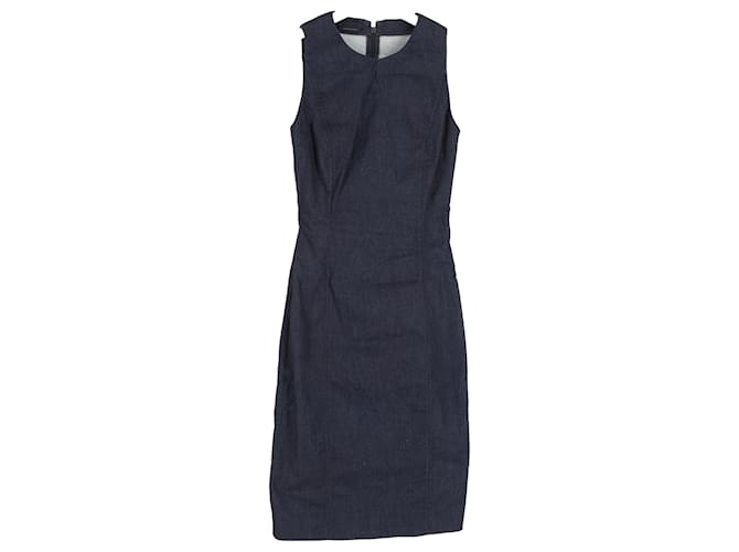 Prada Sleeveless Midi Dress in Blue Cotton Denim  ref.1349861