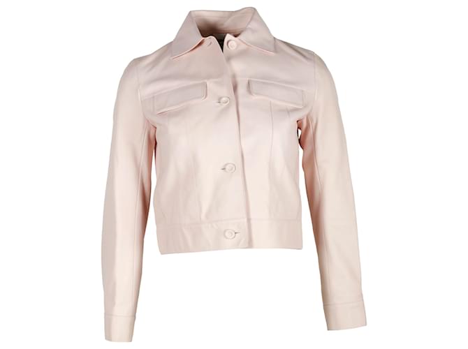 Veste Hermès en cuir rose pastel  ref.1349874