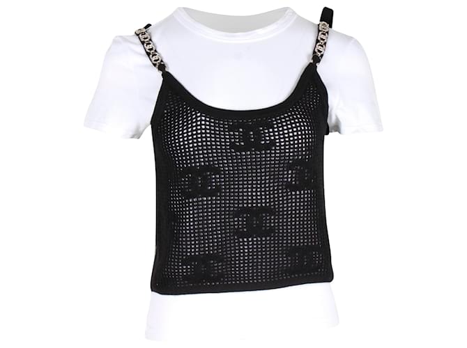 Chanel 2-Top in cotone bianco e nero  ref.1349883