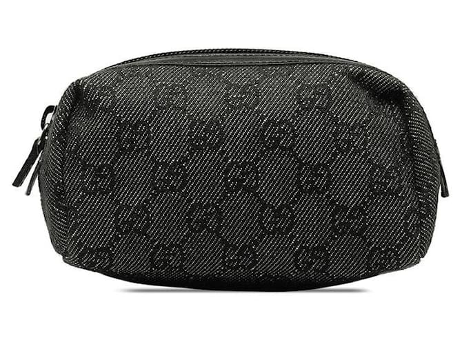 Pochete de couro Gucci GG Canvas 29596 preta em muito bom estado Preto Lona  ref.1349896