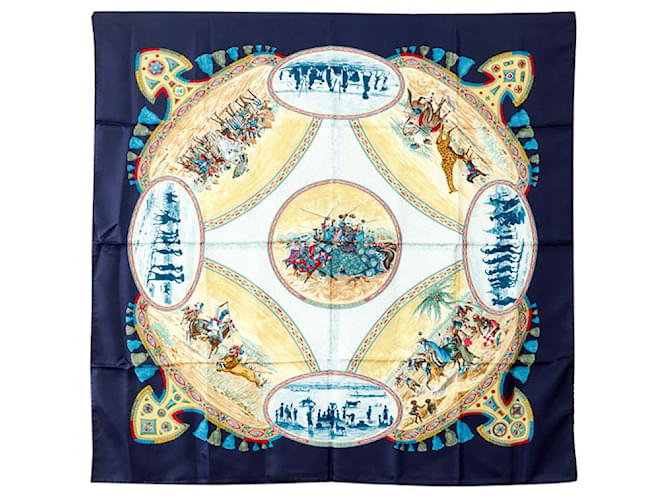 Hermès HERMES CARRE 90 Cavaliers Peuls Silk Scarf Canvas Scarf in Good condition Cloth  ref.1349899