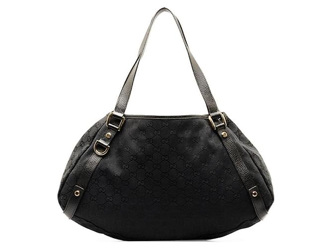 Gucci GG Canvas Leather Abby Handbag 130736 in Very Good Condition Black Cloth  ref.1349906