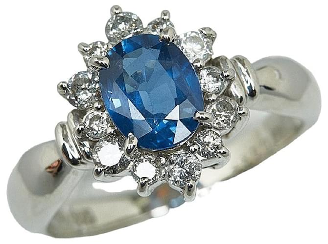 & Other Stories Pt900 Platinum Sapphire 1.18ct Diamond 0.38ct Ring in Excellent Condition Silvery Metal  ref.1349951