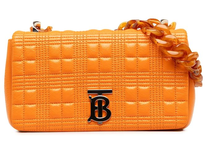 Burberry Orange Small Lola Resin Chain Shoulder Bag Leather  ref.1350007