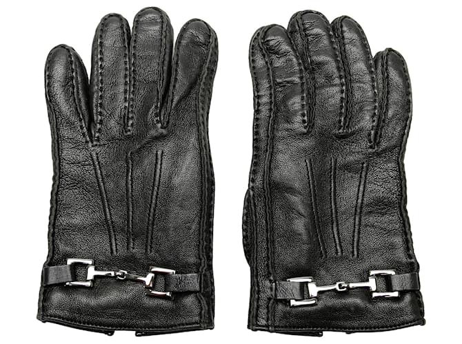 Gucci Black Leather Horsebit Gloves Pony-style calfskin  ref.1350043