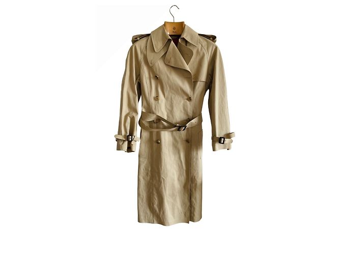 Hermès Impermeable Beige Algodón