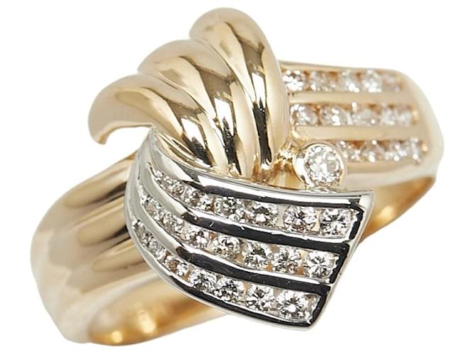 & Other Stories K18YG Gelbgold Pt900 Platinring mit Diamant 0,83 ct in ausgezeichnetem Zustand Golden Metall  ref.1350118