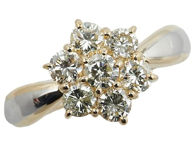 & Other Stories [LuxUness] 18k Gold & Platinum Diamond Flower Ring Metal Ring in Excellent condition  ref.1350126