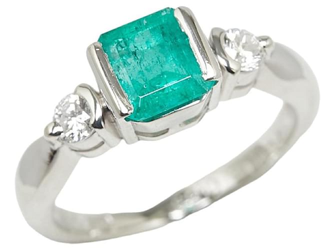 & Other Stories [LuxUness] Platin Diamant & Smaragd Ring Metallring in ausgezeichnetem Zustand  ref.1350127