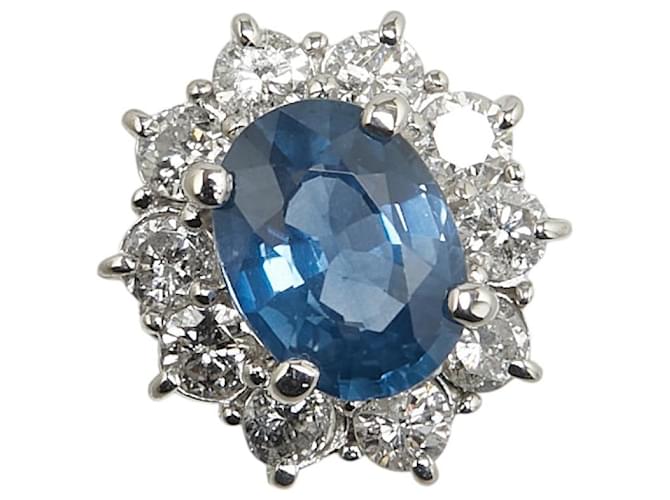 & Other Stories [LuxUness] Platin Diamant & Saphir Ring Metallring in ausgezeichnetem Zustand  ref.1350128