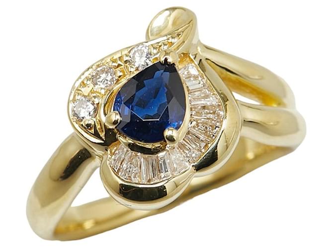 & Other Stories [LuxUness] 18k Gold Diamond & Sapphire Ring Metal Ring in Excellent condition  ref.1350130