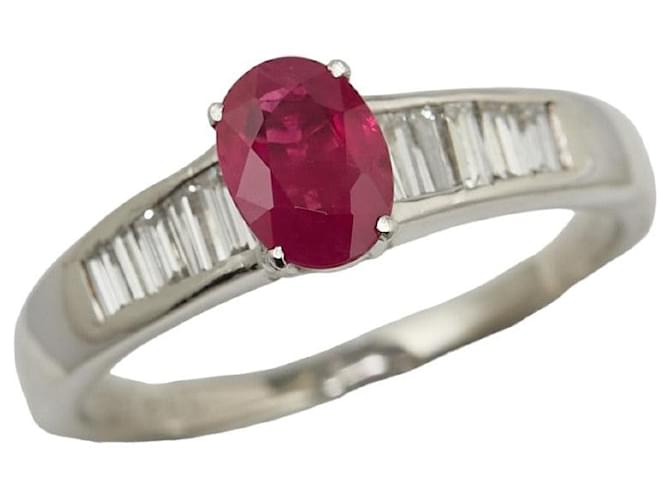 & Other Stories Pt900 Platinum Ruby 0.92ct Diamond 0.50ct Ring Size 17 in Great Condition Silvery Metal  ref.1350133