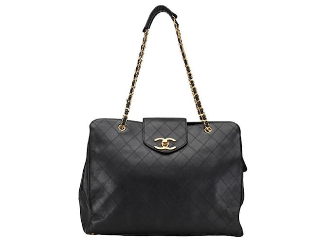 Sac cabas à chaîne en cuir matelassé Chanel Sac cabas en cuir en bon état  ref.1350134