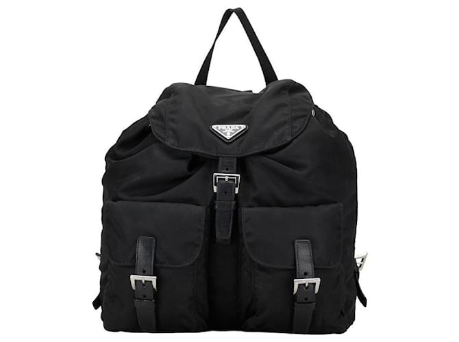 Prada Tessuto Double Pocket Backpack Canvas Backpack in Good condition Cloth  ref.1350136