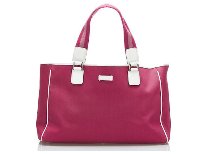 Borsa a mano in tela e pelle Gucci 264216 in ottime condizioni Rosa  ref.1350142