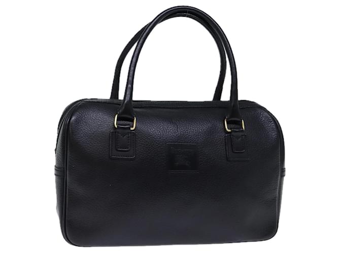 Autre Marque Burberrys Bolsa de mão de couro preta Auth bs13821 Preto  ref.1350324