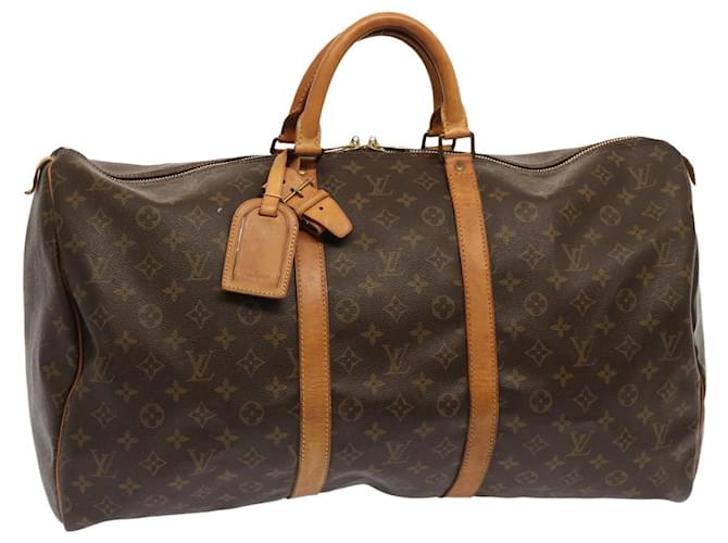 Louis Vuitton Keepall 55 Marrone Tela  ref.1350567