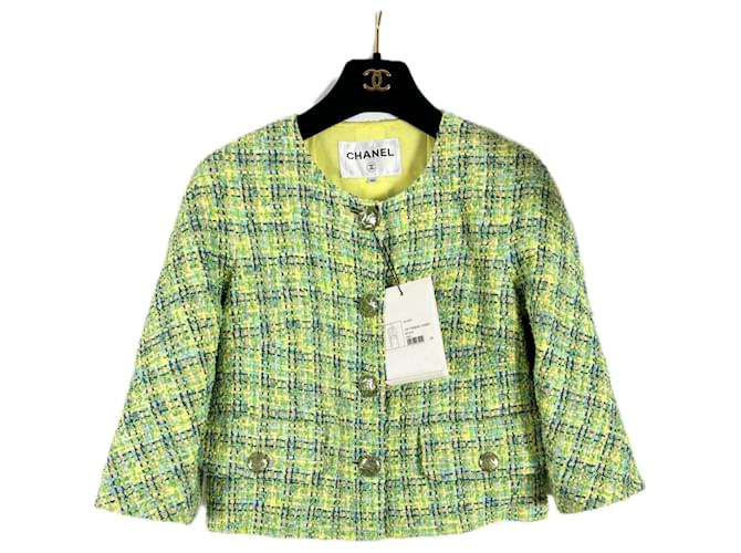 Chanel Veste en tweed Lesage vert citron  ref.1350591
