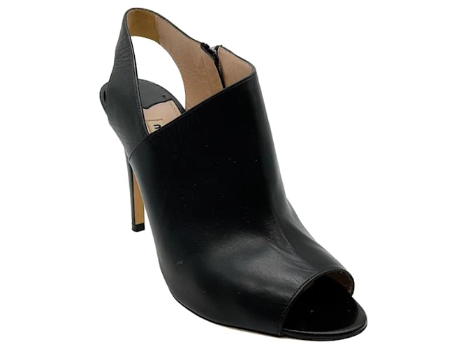 Autre Marque Bombas Peep Toe de couro preto Miu Miu  ref.1350769