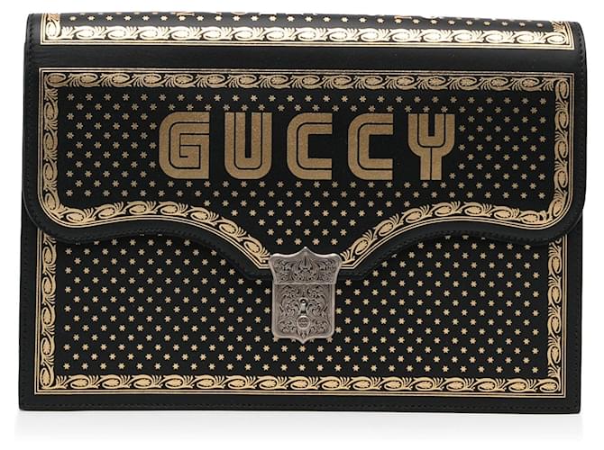 Gucci Guccy Portfolio Clutch Bag Black Leather  ref.1350790