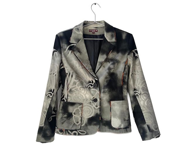 Autre Marque Blazer Citta Estampado Preto e Cinza de Algodão