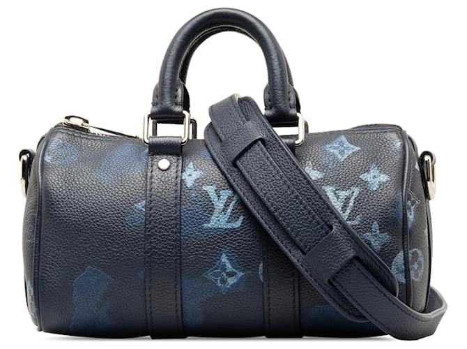 Bleu Louis Vuitton Taurillon Encre Aquarelle Keepall Bandouliere XS Cartable Cuir  ref.1350889