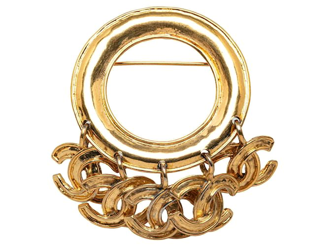 Broche de balanço Chanel CC dourado Metal  ref.1350894