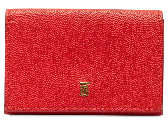 Red Burberry TB Leather Small Wallet  ref.1350912