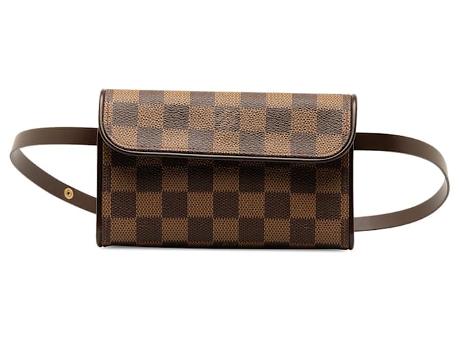 Brown Louis Vuitton Damier Ebene Pochette Florentine Belt Bag Leather  ref.1350930