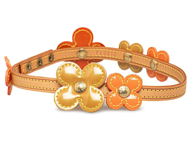 Girocollo con bracciale avvolgente foderato marrone Louis Vuitton Vernis Fleurs Pelle  ref.1350982