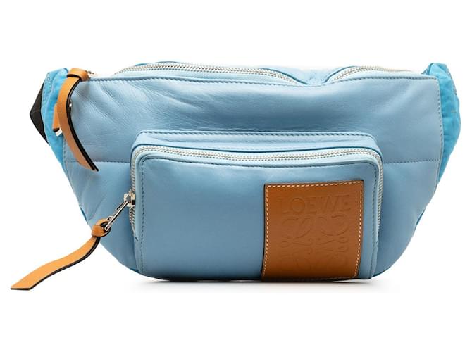 Sac ceinture gonflé en cuir bleu LOEWE  ref.1351019