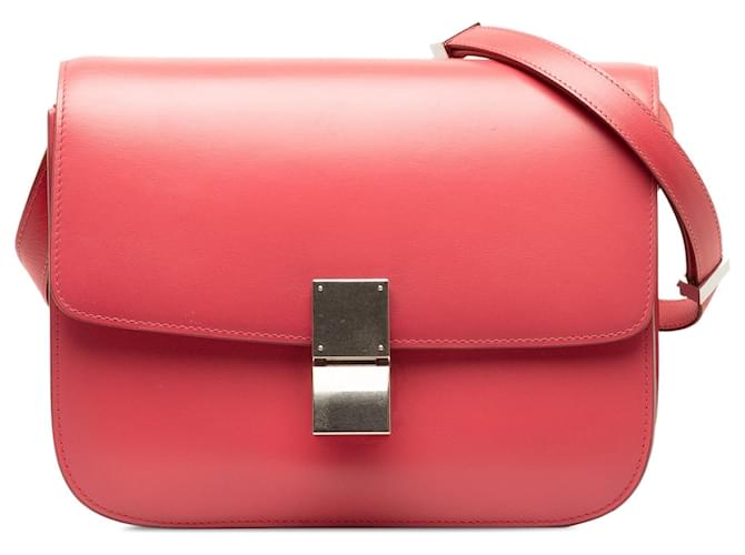 Céline Rosa Celine Medium Classic Box Umhängetasche Pink Leder  ref.1351046