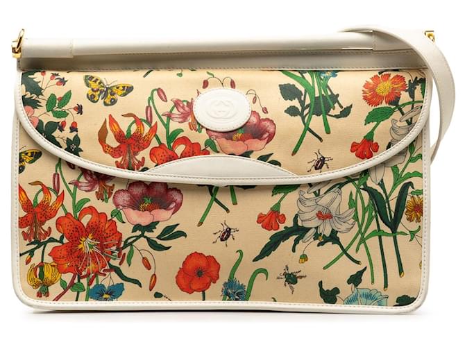 Bandolera Gucci GG de lona con estampado floral en beige Cuero  ref.1351073