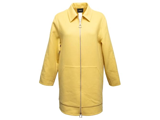 Manteau zippé en laine vierge jaune Akris Mimoa taille US 4  ref.1351100