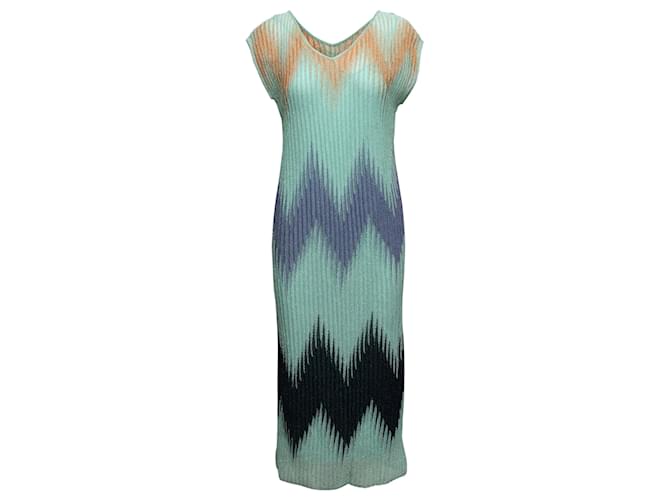 Défilé M Missoni bleu sarcelle et multicolore 2019 Robe Maxi Taille IT 40 Synthétique  ref.1351101