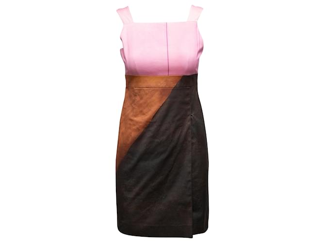 Pink & Brown Akris Sleeveless Color Block Dress Size US 2 Synthetic  ref.1351107