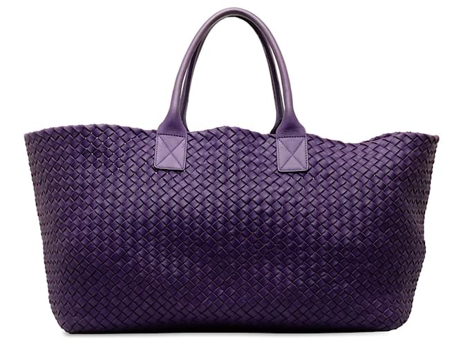 Borsa tote grande Cabat Intrecciato viola di Bottega Veneta Porpora Pelle  ref.1351151