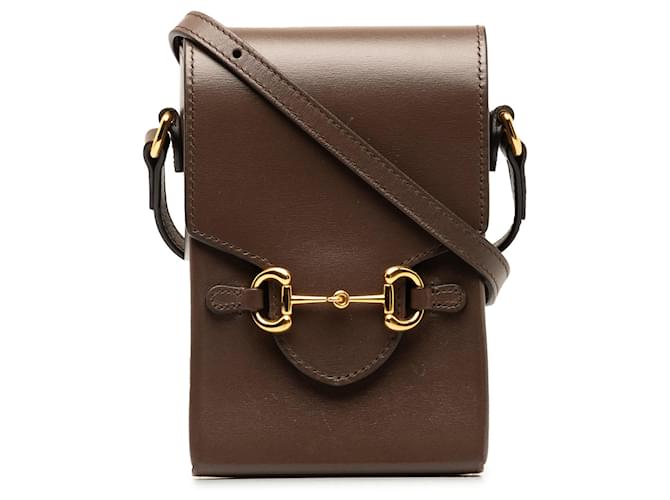 Brown Gucci Mini Horsebit 1955 Crossbody Bag Leather  ref.1351226