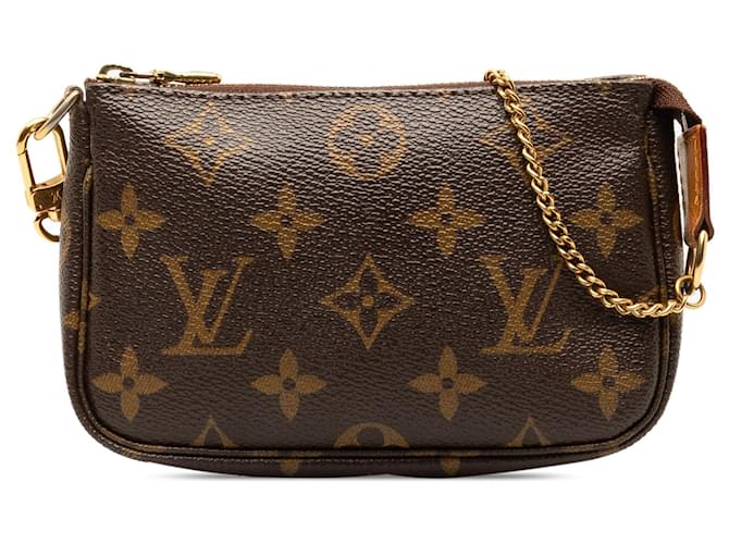 Brown Louis Vuitton Monogram Mini Pochette Accessoires Shoulder Bag Cloth  ref.1351232
