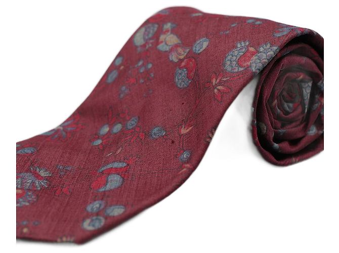 Valentino Garavani Corbata granate con diseños de pájaros Roja