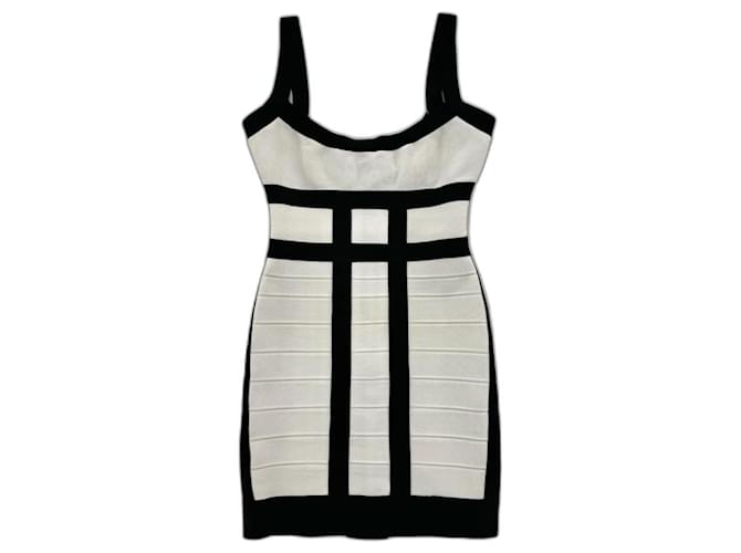 Herve Leger Nerina Kleid Schwarz Weiß Elasthan Strahl  ref.1351300