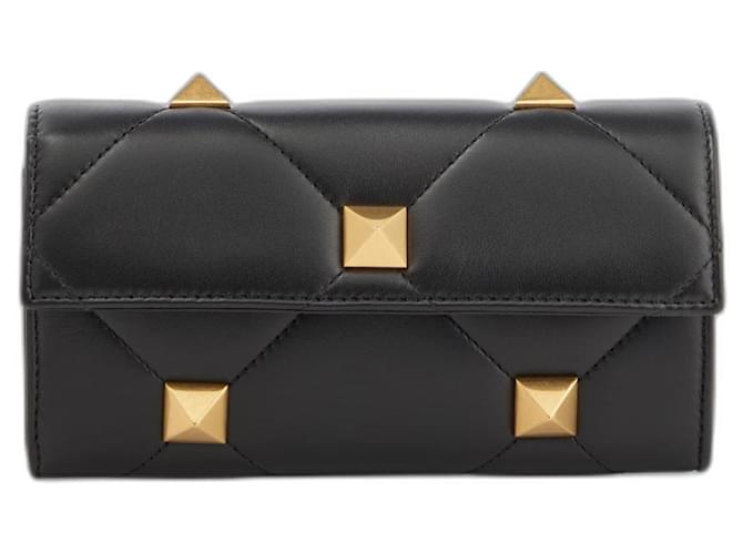 VALENTINO GARAVANI Roman Stud leather clutch wallet Black