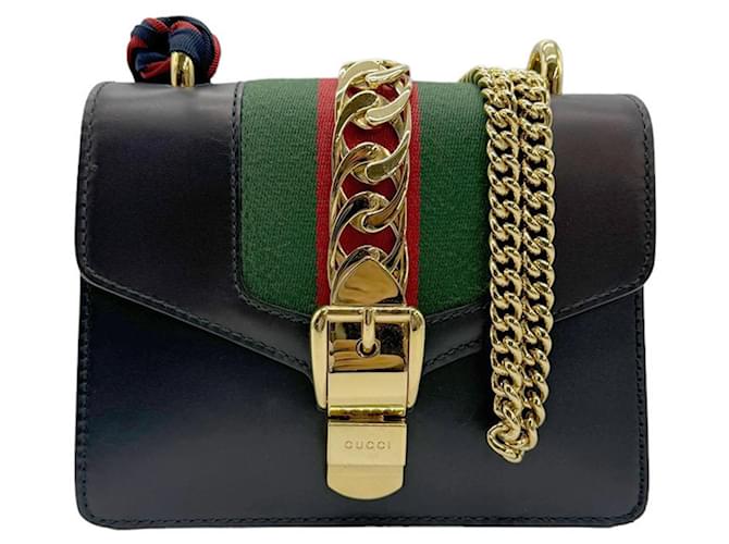 Gucci Sylvie Navy blue Leather  ref.1351523